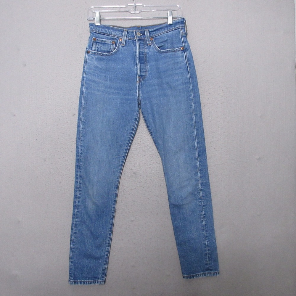 Levis 501 Jeans W26 L28 501 S Skinny High Rise Button Fly Blue 90s Style Iconic